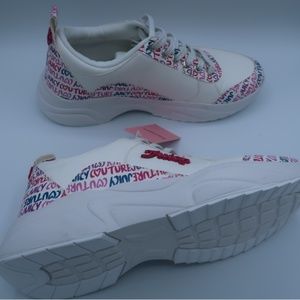 Juicy Couture Enchanter Lace Up Logo Sneakers White NEW